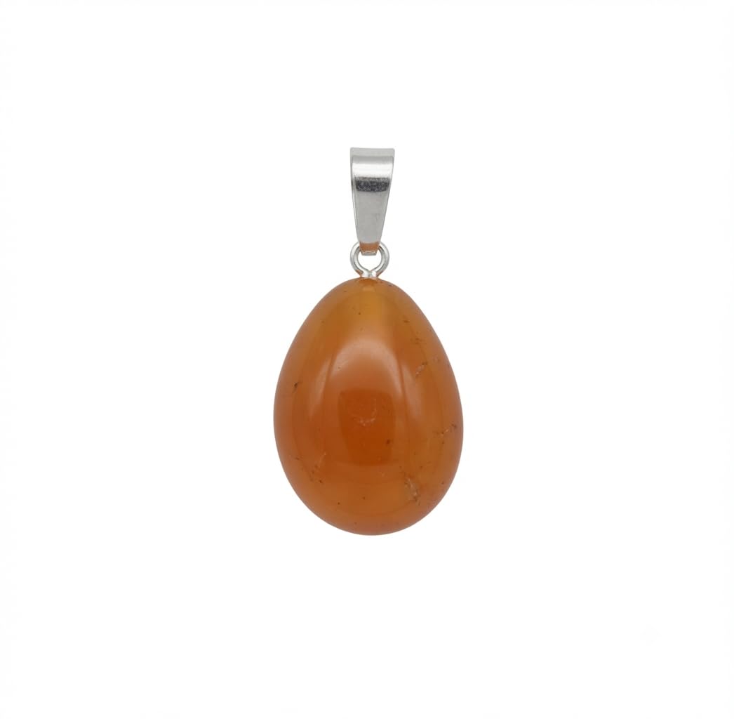 Natural Red Carnelian Tumbled Stone Pendant, Healing Crystal Gemstone Charm with Silver-Tone Bail for Necklace Making-image-24