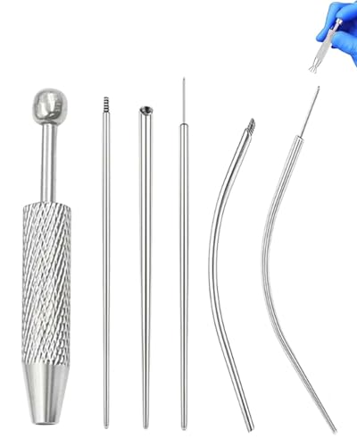 BCHKO Set Strumenti Piercing 6 Pezzi, Pinza & Apri Sfere in Acciaio Chirurgico per Apertura, Chiusura e Cambio Gioielli Orecchio, Naso, Labret.