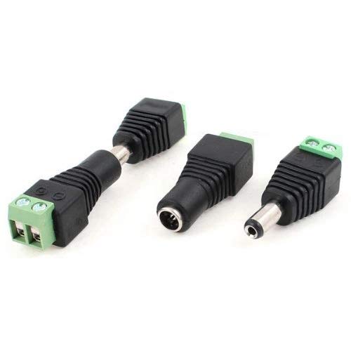 Global Tech CCTV Camera 5.5mm x 2.1mm DC Power Cable Male Plug Connector Adapter, Can Also be Used for RGB Controllers 1 Set (Male & Female Connector) 2