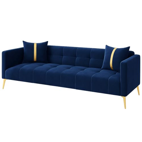 Image of Furny Styling 3 Seater Fabric Sofa Set (Blue) | Soft Velvet Fabric | Modern Design | Comfortable Seating | Living Room Furniture