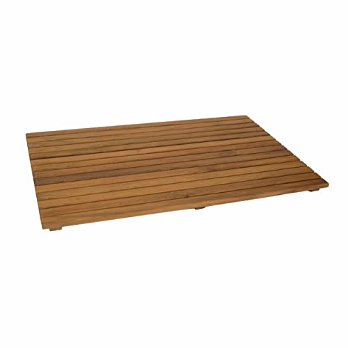 SeaTeak Rectangular Wooden Teak Shower Mat | Waterproof Mat | Indoor Bath Mat | Outdoor Shower Platform | 31.5
