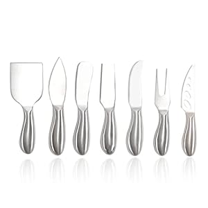 CGGYYZ Kaasvorken en kaasmes, roestvrij staal, professionele kaassnijder voor harde kaas, zachte kaas en boter, kaasgereedschap met kaasschaaf en kaassnijder, messen, vork, bestek en cadeauset