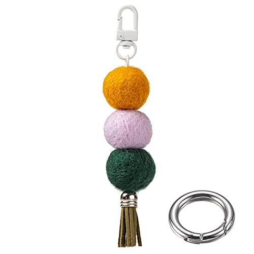 Sheep Farm Felted Colorful Keychain Stocking Stuffer Car Keychain Tote Bag Keychain Felt Ball Keychain for Mom Sister Girlfriend and Car Friends (OPG-3)
