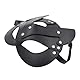 Moinha Katzenmaske Sexy PU Leder BDSM Fuchs Masken Damen Maskerade Bondage Maske Catwoman Maske Damen Katze Mask Halbgesichtsmaske Maskenball Augenmaske Adult Sex Produkte SM Sexspielzeug (Schwarz)