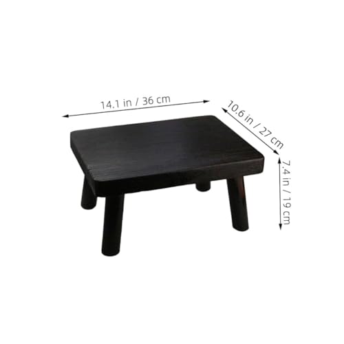 Taburete rectangular Cabilock de madera negra estilo japonés para sala de té 4