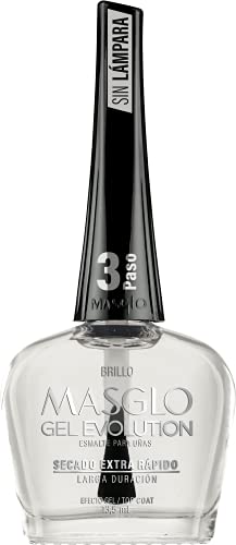 MASGLO GEL EVOLUTION Nail Polish Gel Effect, No UV/Led Lamp, Duration Up to 12 days 2 PCs (Base - Top Coat) for Manicure