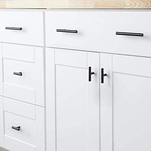 Luluxing 10Pcs Black T-Handle Single Hole Cabinet Wardrobe Handles Drawer Dresser Knobs Single Hole Stainless Steel Cabinet Door Handle thumb #6