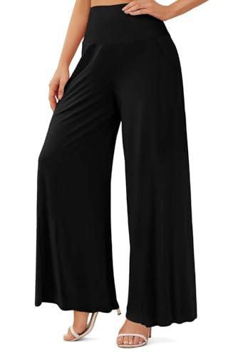 JZC Women's Palazzo Lounge Pants Casual Wide Leg Pants High Waist Flowy Toursers with Pockets