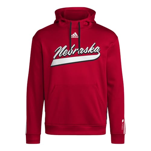 adidas Mens Cornhuskers Hoodie Athletic Outerwear Casual Moisture Wicking - Red