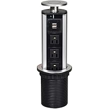 Retractable -Up Power Socket 3 US Plug and 2 USB Charging Ports, Electric Socket for Table Pulling Up/Outlet Desktop Worktop, Multi-functional for Office Home, Meeting Room