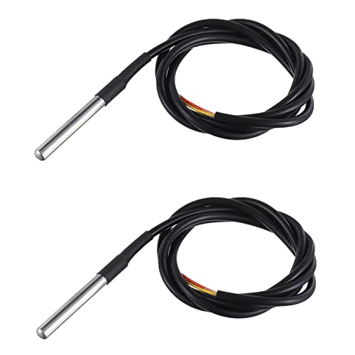 BOJACK 1M Sensor de Temperatura Sonda de Temperatura Impermeable Compatible con Arduino y Raspberry Pi Paquete de Acero Inoxidable (Paquete de 2 Piezas)