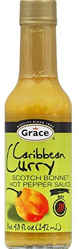 Miniatura 2 de Grace Salsa de pimiento picante Caribbean Curry Scotch Bonnet (paquete de 3, total de 14.4 onzas líquidas)