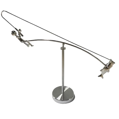 Zenova The Fisherman Balancing Sculpture,Kinetic Fishing Sculpture,Balance Art for Your Space, Fisherman Kinetic Balancing Desk Toy Fishing Physics Sculptures for Home Office Art Deco