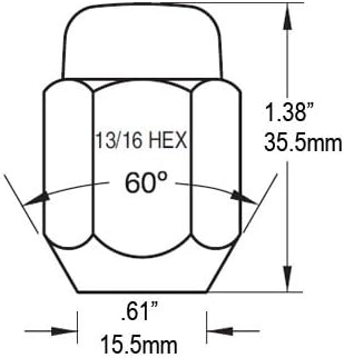 EZAccessory 20 Black Acorn Lug Nuts 1/2" Thread Size 13/16" Hex