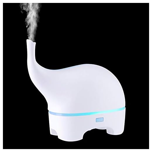MissRHEA Small Elephant Essential Oil Diffuser, 120ml USB Kids Ultrasonic Aroma Diffuser Humidifier, 7 Color Changing Night Light & Waterless Auto-Off for Bedroom, Baby Room, Home, Office