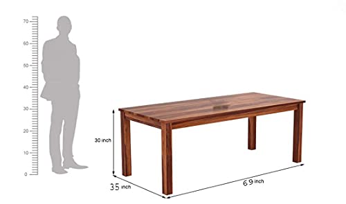 Image of Krishna Wood Decor Solid Wood Dining Table 8 Seater with Chair | Dining Room Set Furniture | Dining Table 8 Seater Set Wooden | Dining Table Set | Sheesham Wood | Teak Finish