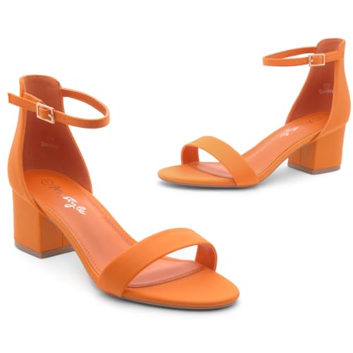 Image of Herstyle Low Block Heels for Women - 2.25 Inch Open Toe Chunky Heel Sandals with Dressy Ankle Strap for Wedding, Prom, Party & Office