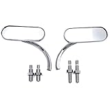 HTTMT MT376-CD Chrome Custom Mini Oval Mirrors Compatible with Harley Davidson Sportster Dyna Softail