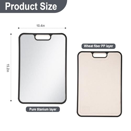 Tablas de Cortar de Titanio para Cocina, Tamaño Grande 38.6 cm × 26.4 cm, Titanio Puro/PP, Tabla de Cortar Doble Cara de Grado Alimentario, Fácil de Limpiar miniatura 6