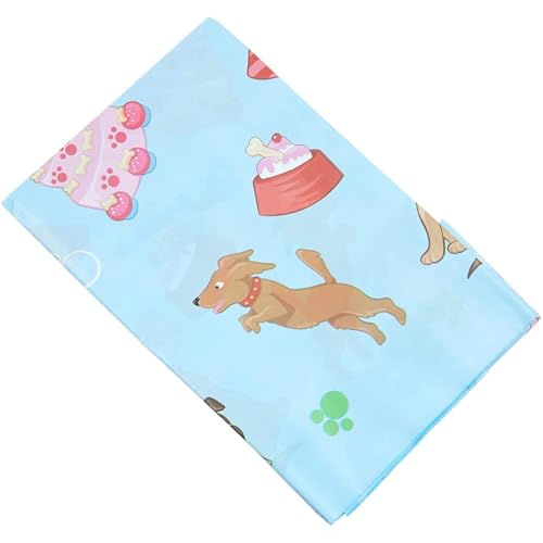 Image of BLUE PANDA Birthday Tablecloth Puppy Dog Theme - 54 x 108 in, Blue, Pack of 3, Rectangular - Disposable Plastic Table Cover with Dog Print for Doggy Party Decor