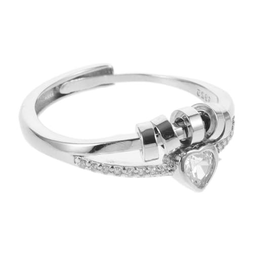 Holibanna Rhinestone Heart Ring for Women Double Layer Fashion Ring Stylish Jewelry for Engagement