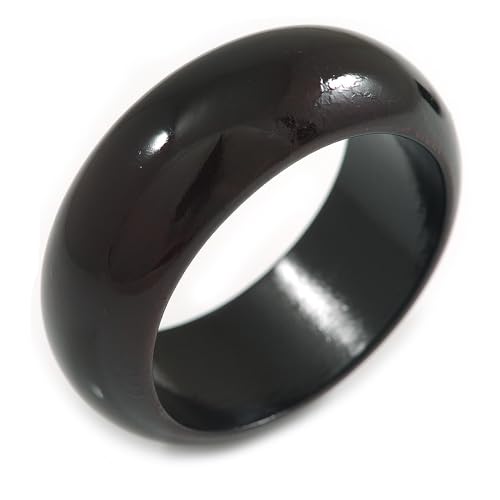 Avalaya Dark Chocolate Brown Round Wooden Bangle Bracelet (Natural Irregularities)