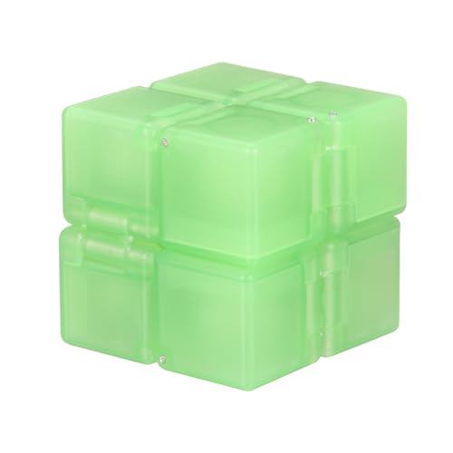 HEARTOOL Fidget Magic Cube Toys Mini Stress Release Finger Flip Cube Toy, ABS Stress Relieving & Handheld Fidget Magic Game in Box Perfect for Adults (Green)