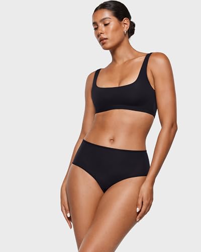 Image of INLYRIC Women's Inbarely Soft Full Briefs - Mid Waist Underwear Breathable Stretch Tagless Ladies Panties 3 Pack