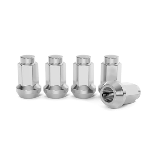 Image of 16pcs Bulge ATV Lug Nuts - 3 /8x24 Thread Size - 1.4 inch Length - Closed End - Cone Acorn Taper Seat - 14mm Hex Head - Compatible with Many Polaris Sportsman RZR Ranger Kawasaki - Silver Chrome