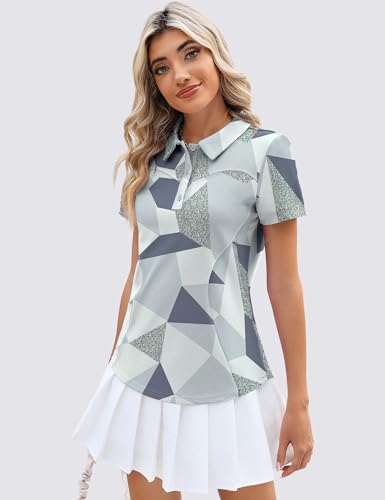 Image of TFSDOD Womens Golf Polo Shirts Collared Short Sleeve T Shirt Lightweight Moisture Wicking Polo Casual 3 Buttons Outfits