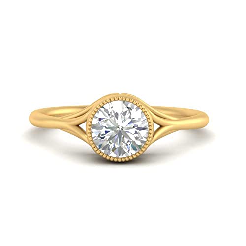 Bague diamant rond et plaqué or jaune à porter au quotidien pour briller