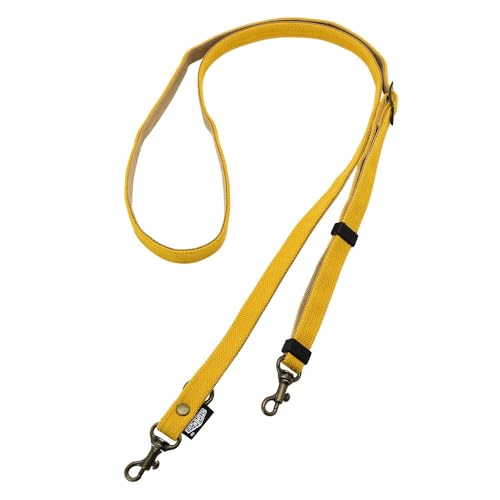 [HIGHCAMP] ハイキャンプ 2way ネック ストラップ 帆布 (ハンプ) マスタード 斜め掛け ショルダーストラップ 約70cm～約130cm 長さ調節可能 スマホ 携帯 落下防止 ネックストラップ キャンバス 日本製 【カラー マスタード】