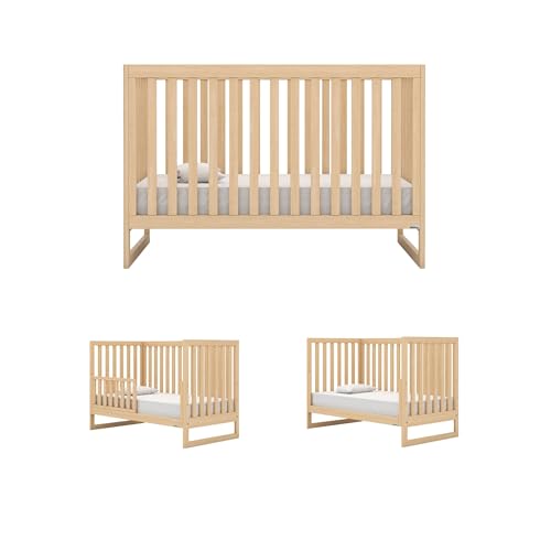 Image of dadada Austin 3 in 1 Convertible Crib to Toddler Bed & Daybed - Made in Italy, GREENGUARD Gold Certified, Baby-Safe Finish, Sustainable Beech Wood, Modern Design, 3 Adjustable Heights (Natural)