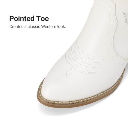 Image of DREAM PAIRS Women's Cowboy Cowgirl Boots Embroidered Pointed Toe Low Heel Western Mid Calf Boot for Theme Party Country Concert