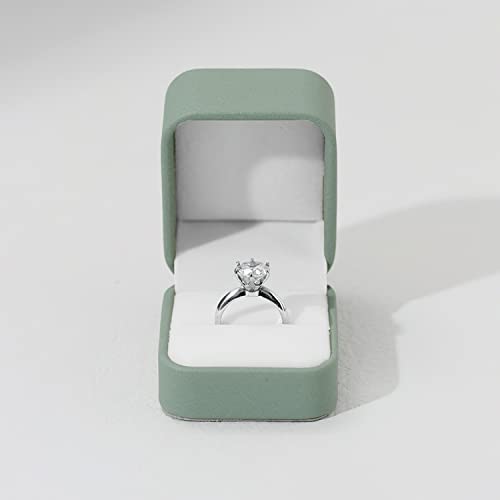 Oirlv PU Cuero Verde Oliva Caja Anillo Compromiso,Caja Anillo,Ring Box,Wedding Ring Box Para Boda,Propuesta,Matrimonio, Aniversario