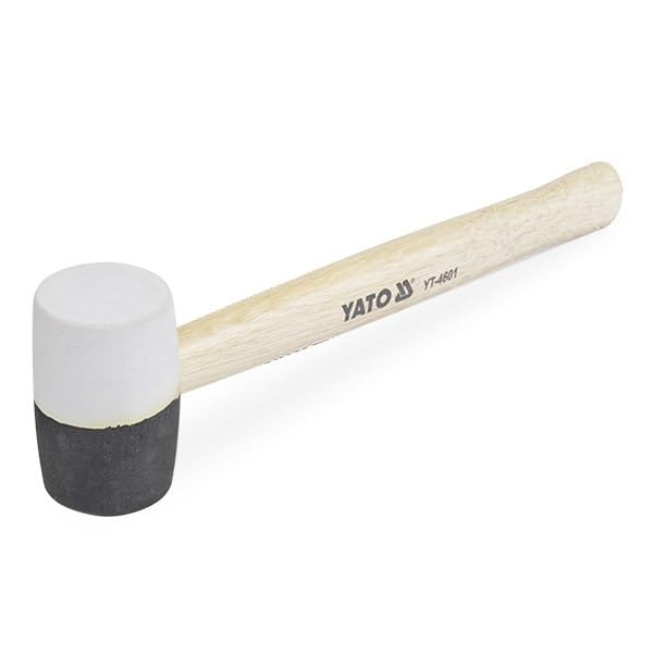 Yato YT-4601 Rubber Mallet 340G|Wooden handle|White and Black Head|Industrial tool|Automotive|Power Tools|Home Tools|hand tools|Repair Tool|Rubber mallet hammer|Hammer for Drill|Hammer for car 2