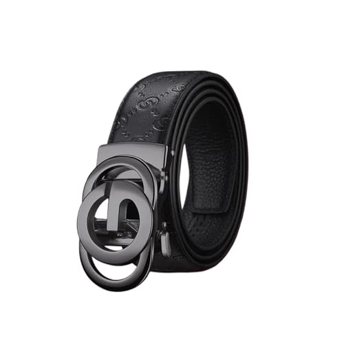 Fashion Business Men's Belt Luxury Metal Buckle Belt PU Leather Soft Belt with Cargo Pants Jeans(120cm,Black Buckle Black)