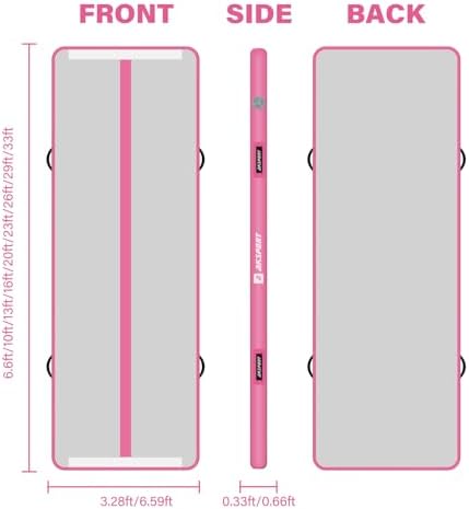 AKSPORT 10ft 13ft 16ft 20ft Air Track Tumbling Mat for Gymnastics Inflatable Airtrack Floor Mats with Electric Air Pump for Home Use Cheerleading Training (Light Pink, 10x3.28x0.33ft) - 1