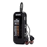 Marque d'origine AIWA R22 Portable Pocket Radio with Earphones, Black EU