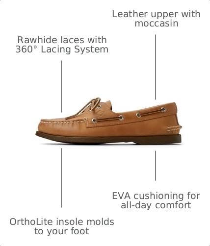 Image of Sperry Men's Authentic Original 2-Eye Leather Boat Shoe, Royal Brown, 11.5