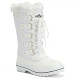 POLAR Womens Snow Boot Nylon Tall Winter Fur Lined Snow Warm Waterproof Rain Boot - White - 7-38 - CD0026