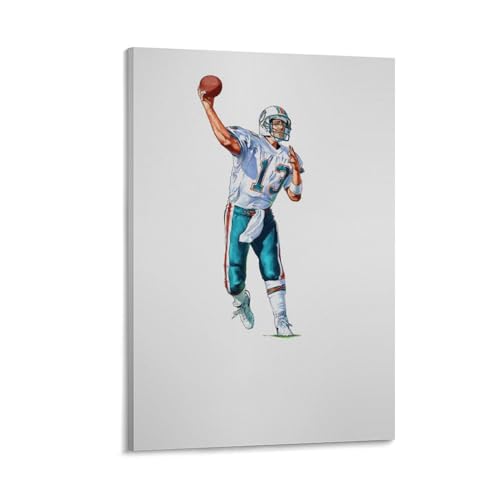 Toile Dan Marino SECOLI tableau football américain 50x75 cm encadré pour déco de bureau