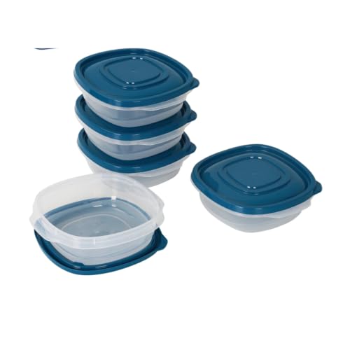 Square Plastic Food Storage Containers with Lids, 2.9 Cup Capacity, 5-Pack, Reusable Food Storage Containers for Leftovers, Meal Prep, Lunch & Kitchen Organization