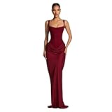 Características: los vestidos de noche para mujer cuentan con una silueta larga que abraza la figura y varillas integradas para una excelente forma. La cintura caída se transforma en una capa de satén adornada con pliegues profundos. Este vestido sexy crea sin esfuerzo una silueta favorecedora, lo que te hace destacar entre la multitud