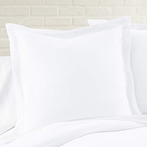 Image of Levtex Home - 100% French Flax Linen - Euro Sham - French Flax Washed Linen - White - Sham Size (26x26in.), No Insert