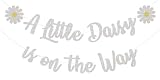 Daisy Baby Shower Decorations - A Little Daisy is on the Way Banner, Welcome Baby Girls Decor, Daisy Theme Baby Shower Gender Reveal Decor, Spring Wildflower Birthday Party Decorations Silver Glitter