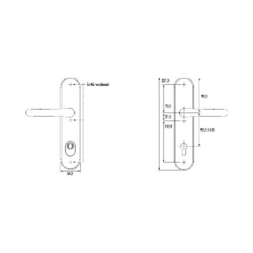 1 Cama de protección con placa larga de wechselgrt. Formato ES1 exterior Cartel 15 mm, ovalado, picaporte Forma de U PZ 72 mm 492898 ZA unidades