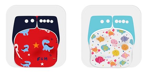 Image of Ambaby Organic Cotton Cloth Diapers - Pack of 4 | Leak-Proof & Reusable | 250ml Absorption | 2 Covers 2 Inserts 2 Boosters | Rash-Free Quick Dry