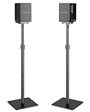 Pegzone Height-Adjustable Speaker Stands Pair,11LBS Capacity,Height Adjustable from 33.4' to 44.0',Surround Sound Speaker Stands,Cable Management,Black,1 Pair
