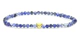 LAKADA Echtes Sodalith Edelstein Armband mit facettierten 4mm Perlen und Edelstahlherz Heilstein Schutzstein Edelsteinarmband Glücksbringer Talisman Geschenk (Sodalith, 18CM)